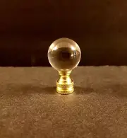 Elegant Crystal Sphere Lamp Finial Ball on Polished Brass Base 2 Inch