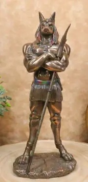 Ebros Ancient Egyptian Deity God Anubis With War Staff Statue 10.25" Tall
