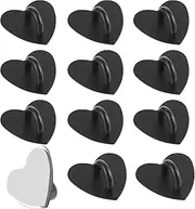 Amabro 12PCS Phone Holder Heart Phone Ring, Self-Adhesive Cell Phone Hook Cell Phone Charm Hook for Cell Phone Tablet DIY Accessories (Black)