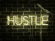 Hustle Yellow Acrylic 24" Neon Light Sign Lamp With Dimmer