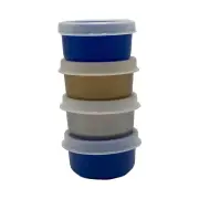 Tupperware Smidgets Mini 1 oz. Containers Set of 4 Silver, Blue, Gold Set