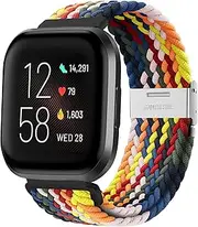 [YASPARK] Strap Compatible with Fitbit Versa 2 Straps/Fitbit Versa, Adjustable Braided Nylon Sports Elastic Strap for Fitbit Versa 2/Versa/Versa Lite/Versa SE