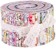 F Fityle 36 Pieces Jelly Fabric Roll 2.5 Inch Roll up Fabric Quilting Strips Floral Printed Craft Fabric Bundle Precut Patchwork with Assorted Patterns - Floral
