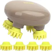 Fronnor Scalp Massager Portable Head Scratcher with Tissue Kneading Nodes Gifts Idea Stress Release Massager for Muscles Shoulder Calf (Coffee Green)