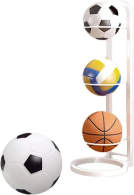 Basketball Organizer Stand,3-Tier White Ball Storage Rack,Removable Home Cube Fr