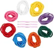 Angoily 1 Set Elastic Cord Knitter Crochet Elastic Kits Lanyard Ring Beads Rope Loom Loops for Crafts Winch Weaving Craft Hooks Elastic Color Beading Bungee Cords Webbing Tug Polyester