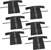 [Kisangel] 10pcs Disposable Bathrobe Machine Bathroom Bowl Ponchos Mats Bucket Rugs Soak Shower Steamer Tub Slip Bubble Bathmat Bath Towel Bath Robes Bathrobe for Women Non-woven Fabric Black
