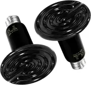 Reptile Heat Lamp 100W 2-Pack Ceramic Heat Emitter, No Light Emitting Heat Bulbs