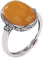 [Lllunimon] Silver Handmade Gemstone Vintage Rings for Girls,Adjustable Chunky Ring, Costume Jewelry for Any Occasions