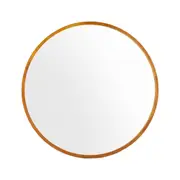 TOOLKISS Wall Mirror Wooden Makeup 80cm – Round Bathroom Mirror with Solid Wood Frame, 2.5cm Thick Premium Mirror for Living Room, Bedroom & Hallway