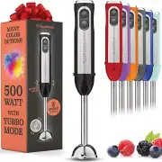 Potente Batidora Inmersion Eléctrica 500 W Modo Turbo Base Desmontable Batidora