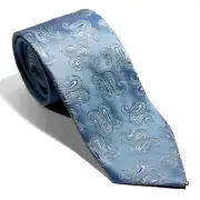 Light Blue Paisley Silk Jacquard Tie (Self-Tipped)