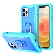 MCC Stylish Shockproof iPhone 12 Pro Case Cover Apple Heavy Duty Tough [Light Blue+Blue]