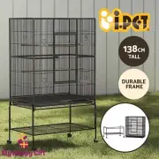 i.Pet Bird Cage Large Cages 138cm Parrot Aviary Stand-Alone Budgie Wheels Castor