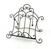 Iron Scroll Potted Tree Recipe Holder Book Stand With Metal Weights Black