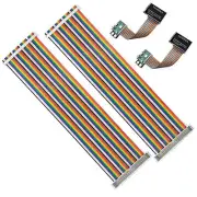 2-Pack 40pin Male to Female IDC GPIO Rainbow Ribbon Cable Breadboard Jumper W...