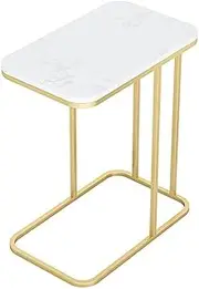 TOMVAES Coffee Tables for Living Room Round End Side Tables Sofa Table Modern Marble Nesting Table with Metal Frame Legs (White)