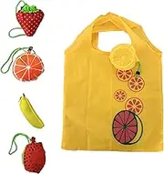 5 Pack Reusable Shopping Bags, Foldable Portable Reusable Grocery Bags Polyester Grocery Shopping Tote Bag (Fruit)