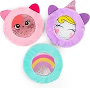 Kids Ice Packs for Boo Boos, 3 Pack, Reusable Hot Cold Packs with Cute Plush Sleeves, Small Round Gel Beads Pads for Injuries, Headache, Wisdom Teeth, Pain Relief, 4.75”