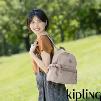 在飛比找Yahoo奇摩購物中心優惠-Kipling 奶茶莫蘭迪粉色多口袋拉鍊後背包-MATTA