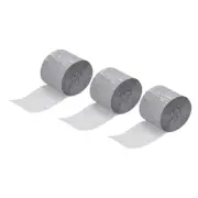 3pcs Crepe Paper Streamer 32ft Long 1.37 Inch Wide, Silver Tone
