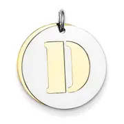 Sterling Silver Gp Initial D Double Plate Round Charm
