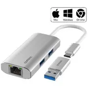 Comsol Ethernet 3-Port USB-C Hub Silver