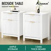 ALFORDSON 2x Bedside Table Nightstand Side Storage 2 Drawers Cabinet White