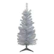 Northlight 4' Silver Iridescent Tinsel Slim Artificial Christmas Tree - Unlit