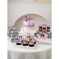 在飛比找ETMall東森購物網優惠-黑紫粉色庫洛米美樂蒂紙杯蛋糕裝飾甜品臺布置插件推推樂貼紙裝扮