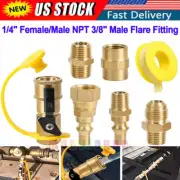 7Pcs RV Propane Quick Connect Fittings Adapter Valve Kit 3/8” Flare X 1/4” NP
