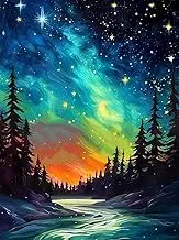 Mrnsiet Starry Sky Paint by Numbers Kit for Adults, Easy Starry Night Acrylic Paint by Number Kits on Canvas, DIY Abstract Landscape Oil Number Painting Kits for Home Decor 12x16 Inch