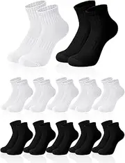 [Chuarry] 12 Pairs Women's Athletic Ankle Socks Solid Color Cotton Mini Crew Socks Low Cut Running Socks No Show Sport Socks