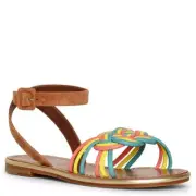 NIB CHRISTIAN LOUBOUTIN Nappa Leather Multicolor Ella Ankle Strap Flat EUR 39