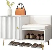 Shoe Bench & Rack Storage Bench with Seat Cushion, Entryway Storage Bench with Doors,Modern Shoe Rack Bench,Shoe Rack Organizer for Entryway, Front Door, Living Room ﻿(100cm)