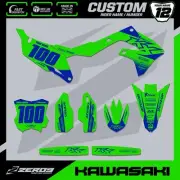 KAWASAKI MOTOCROSS GRAPHICS CUSTOM MX GRAPHICS KX KXF 125 250 450 BLOK GRN/BLU