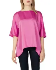 Sandro Ferrone hort leeve Boat Neck Top Women Fuchsia Blouses