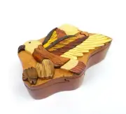 Flying Eagle Wood Puzzle Box Handmade Keepsake Jewelry Trinket Decorative Box