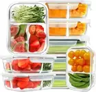 Glass Meal Prep Containers 3,2,1 Compartment 9 Pack Food Storage Containers Lids