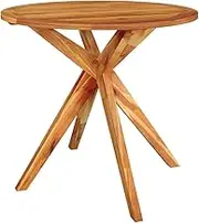 vidaXL Solid Wood Acacia Garden Table Outdoor Patio Backyard Yard Terrace Balcony Lounging Dining Dinner Table Round Wooden Furniture