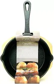 Meritage Campton 5.3 Inch Pre Seasoned Mini Cast Iron Frying Pan With Wood Base