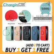 iPhone 16 15 14 13 12 Samsung S22 S21 Ring Stand Case Shockproof Magnet Cover