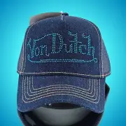 Von Dutch Hat Cap Snap Back Trucker Hat Navy Stone Denim Streetwear Y2K Preppy