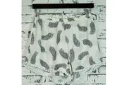 Ladies PJS Sleep Shorts Pyjamas Peach Floral or White Feathers (1080)