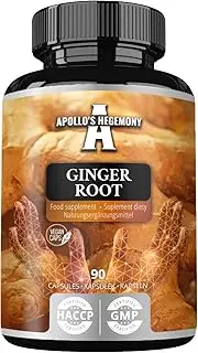 Ginger Root 500 mg, Extract contains 5% Gingerols, 90 Vegan Capsules, 3 Months Supply, Ginger Herbal Supplements for Digestive Comfort and Immune Support - by Apollo's Hegemony