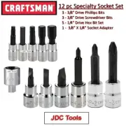 Craftsman 12 pc Screwdriver Phillips Hex Socket set w Adapter 5 6 12 15 17