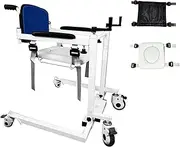 Medical Patient Lift Chair for Home, Portable Patient Transfer Lifter w/Soft Cushion and Toilet Seat, Bedside Commode Transport Shower Chair for Handicapped Elderly, 264 Lbs Transport