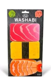 Washabi Kitchen Sponges by Fred Sushi Sashimi Shrimp 3-Pack 4" Wide x 1.5" Tall