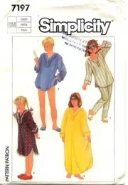 Simplicity # 7197 Sewing Pattern Girls Nightgown Pajamas SM Factory Folded Uncut