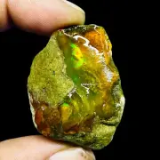 111 Cts Natural Ethiopian Opal Rough 41x32mm Welo Multi Fire LooseGemstone